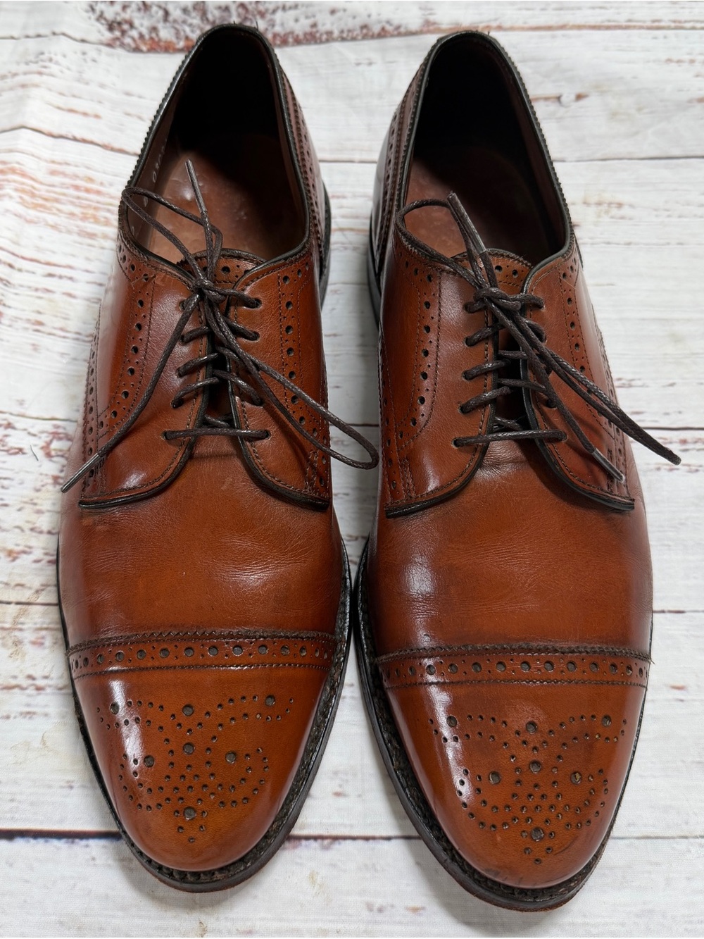 Allen Edmonds Sanford Brown Leather Brogue Dress Shoes Men’s 10 D